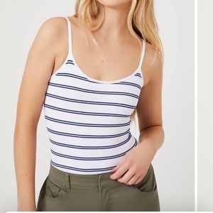 Navy and white striped Cami, bodysuit, size M/L